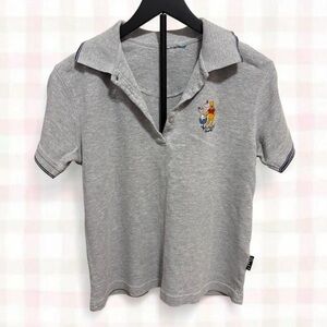 Women’s Gray Polo Shirt with Embroidered Design